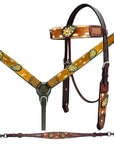 Bar H Equine Premium Hand Tooled Leather Stainless Steel Hardware Breast Collar Brown
