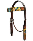 Bar H Equine Western Horse Floral Cheetah Print Genuine American Leather Tack Set