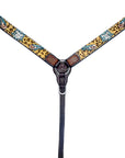 Bar H Equine Western Horse Floral Cheetah Print Genuine American Leather Tack Set
