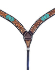 Bar H Equine Genuine Western American Leather Horse Premium Headstall & Breast Collar Set