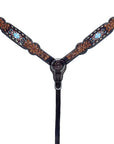 Bar H Equine Genuine Western American Leather Horse Premium Headstall & Breast Collar Set