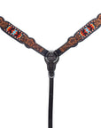 Bar H Equine Genuine Western American Leather Horse Premium Headstall & Breast Collar Set