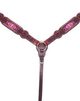 Bar H Equine Genuine Western American Leather Horse Premium Headstall & Breast Collar Set