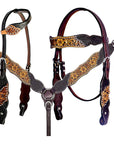 BAR H EQUINE Western Leather Horse Premium Headstall & Breast Collar Set