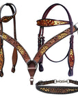Bar H Equine American Leather Horse Saddle Tack One Ear Headstall | Breast Collar | Browband Headstall | Wither Strap | Tack Set BER249