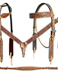 Bar H Equine American Leather Horse Saddle Tack One Ear Headstall | Breast Collar | Browband Headstall | Wither Strap | Tack Set BER265