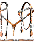 Bar H Equine Genuine Western American Leather Horse Premium Headstall & Breast Collar Set