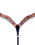 Bar H Equine Genuine Western American Leather Horse Premium Headstall & Breast Collar Set