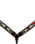 Bar H Equine Horse Genuine Leather embroidery design Breast Collar ,Headstall Brown