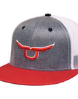 Rope Smart Western Style Mesh Flat Retro Trucker Fit Snapback Red Patch Cap
