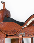 COMFYTACK Western Horse Barrel Racing American Leather Saddle Floral Carved & Tack Set Brown