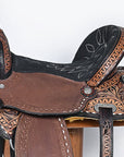 COMFYTACK Western Horse Barrel Racing Trail Pleasure American Leather Saddle With Tack Set Brown