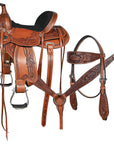 Brown Leather Barrel Racing Western Saddle With Tack Set