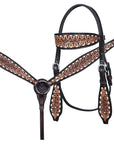 COMFYTACK Western Horse Headstall Breast Collar Set American Leather Tan