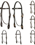 Hilason Western Horse Genuine Leather Headstall Bridle Engraved GS Concho Brown