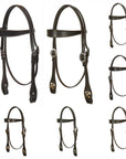 Hilason Western Horse Genuine Leather Headstall Bridle Engraved GS Concho Brown