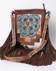 American Darling Messenger Hand Tooled Hair On Genuine Leather Women Bag Western Handbag Purse