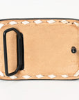 AMERICAN DARLING Floral Hand Carved Painted Belt Buckle Genuine Leather Covered Stylish Buckle