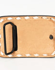AMERICAN DARLING Floral Hand Carved Painted Belt Buckle Genuine Leather Covered Stylish Buckle