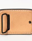 AMERICAN DARLING Floral Hand Carved Painted Belt Buckle Genuine Leather Covered Stylish Buckle