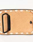 AMERICAN DARLING Floral Hand Carved Painted Belt Buckle Genuine Leather Covered Stylish Buckle