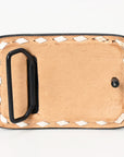 AMERICAN DARLING Floral Hand Carved Painted Belt Buckle Genuine Leather Covered Stylish Buckle