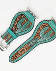 American Darling Beautifully Hand Tooled Painted Genuine Leather I watch Strap Men and Women Unisex