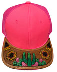American Darling Men Women Adjustable Cap With Leather On Visor Red
