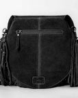 American Darling Boot Stitched Genuine Suede Leather Messenger Bag Genuine Western Fringe Crossbody Purse with YKK Zipper