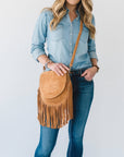 American Darling Boot Stitched Genuine Suede Leather Messenger Bag Genuine Western Fringe Crossbody Purse with YKK Zipper