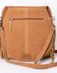 American Darling Boot Stitched Genuine Suede Leather Messenger Bag Genuine Western Fringe Crossbody Purse with YKK Zipper