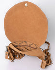American Darling Boot Stitched Genuine Suede Leather Messenger Bag Genuine Western Fringe Crossbody Purse with YKK Zipper