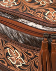 American Darling Hand Tooled & Hair On Genuine Leather Jewelry Case Bag