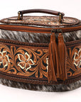 American Darling Hand Tooled & Hair On Genuine Leather Jewelry Case Bag