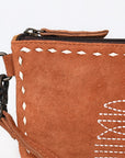 American Darling ADBG1652 Wristlet Zipper Pocket Suede Genuine Western Leather Women Bag Western Handbag Purse