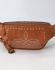 American Darling ADBG1660 Fanny Pack Hand Tooled Suede Genuine Western Leather Women Bag Western Handbag Purse