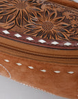 American Darling ADBG1660 Fanny Pack Hand Tooled Suede Genuine Western Leather Women Bag Western Handbag Purse