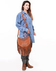 American Darling ADBG1663 Cross Body Hand Tooled Suede Genuine Leather Women Bag Western Handbag Purse