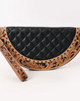 American Darling Western Leather Taco Bag with Quilted Build Hand-Tooled Accents Genuine Leather and Secure YKK Closure