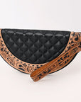American Darling Western Leather Taco Bag with Quilted Build Hand-Tooled Accents Genuine Leather and Secure YKK Closure