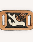 American Darling Western Hand Tooled Carved Genuine Leather Scarf Clasp Bandana Slide Bandana Cuff
