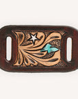 American Darling Western Hand Tooled Carved Genuine Leather Scarf Clasp Bandana Slide Bandana Cuff