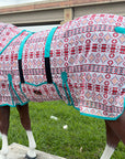 66 In - 84 In Hilason Horse Fly Sheet With Neck Uv Protect Mesh Bug Mosquito Summer White Aztec