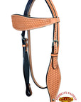 HILASON Western Horse Headstall Breast Collar Set Tack Genuine American Leather Basket Weave Tan