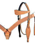 HILASON Western Horse Headstall Breast Collar Set Tack Genuine American Leather Basket Weave Tan