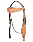 HILASON Western Horse Headstall Breast Collar Set Tack Genuine American Leather Barb Wire Tan