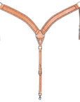 HILASON Western Horse Headstall Breast Collar Set Tack Genuine American Leather Barb Wire Tan