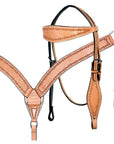 HILASON Western Horse Headstall Breast Collar Set Tack Genuine American Leather Barb Wire Tan