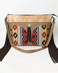 OHLAY Clutch Hair On Upcycled Canvas Genuine Leather Women Bag Western Handbag Purse