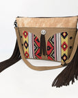 OHLAY Clutch Hair On Upcycled Canvas Genuine Leather Women Bag Western Handbag Purse